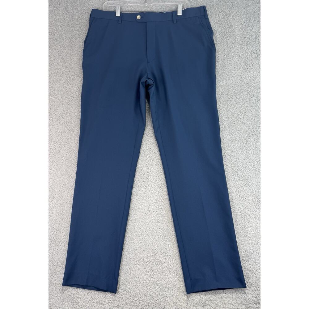 PETER MILLAR Mens Tour Fit Chinos Pants Blue 36x30 Polyester Blend Golf Stretch